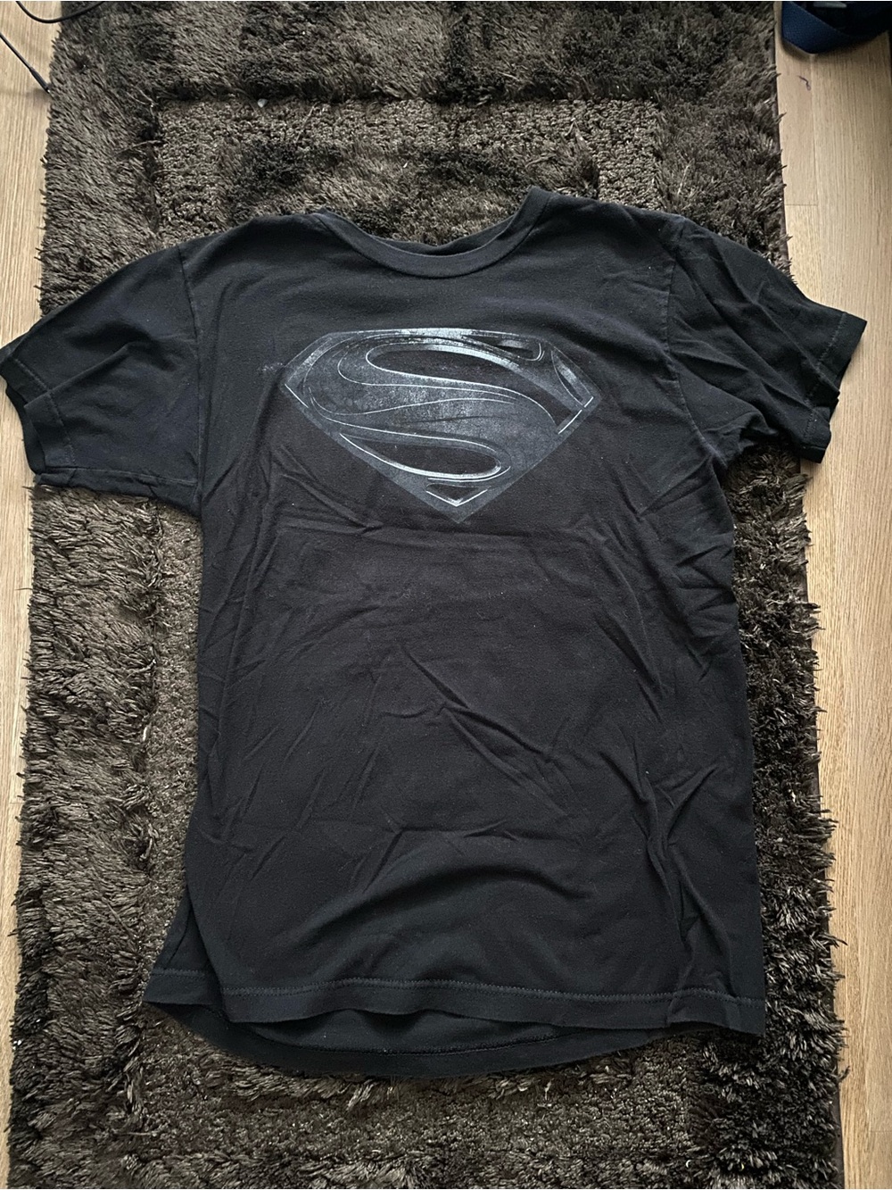 DC Black T-Shirt with Silver Superman Shield